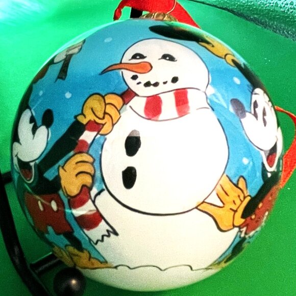 Disney Inside Reverse Painted Glass Christmas Ornament Mickey Minnie Donald Goof - Picture 12 of 12